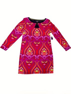 NWT Laundry by Shelli Segal Pink Red Orange & Yellow Retro Patterned Shift Dress